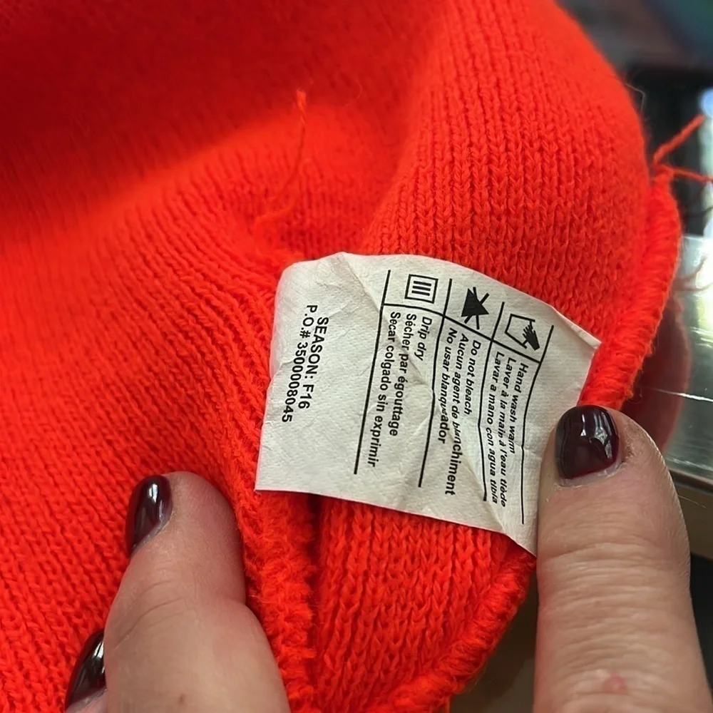 Carhartt Bright Neon Orange Ribbed Beanie Foldover Hat - One Size - unisex